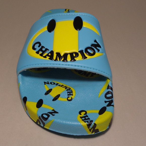 Champion Size 9 M IPO SMILE Aqua Yellow Slide Sandals New Men\'s Shoes main image 12